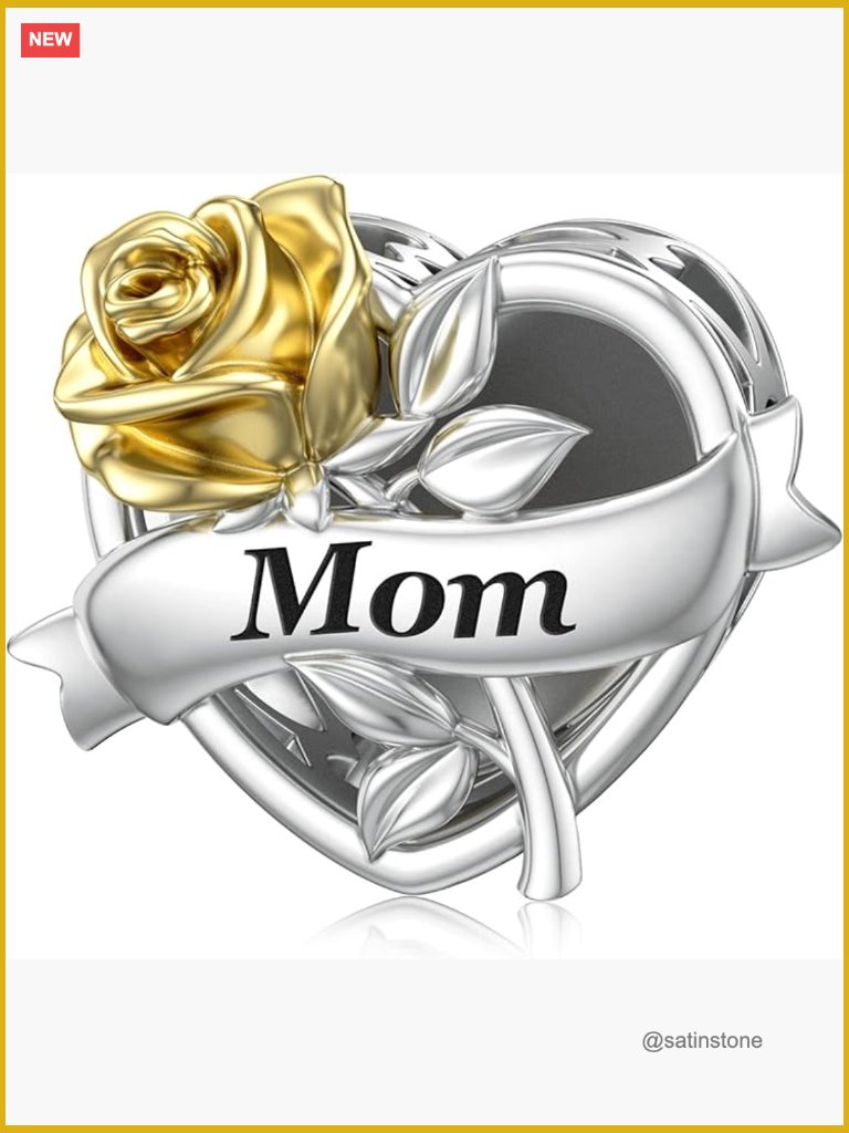 Mom Charm Fit Bracelet With Golden 3d Rose Love Charm